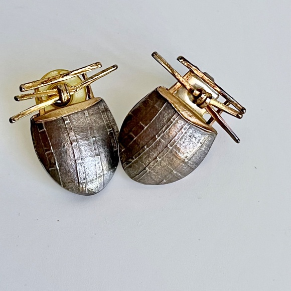 Carolyn Morris Bach Pierced Earrings Sterling Silver 18K Gold - Picture 2 of 14